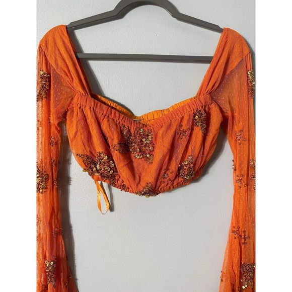 New Free People Summer Spice Top size Small in orange color - Picture 5 of 7